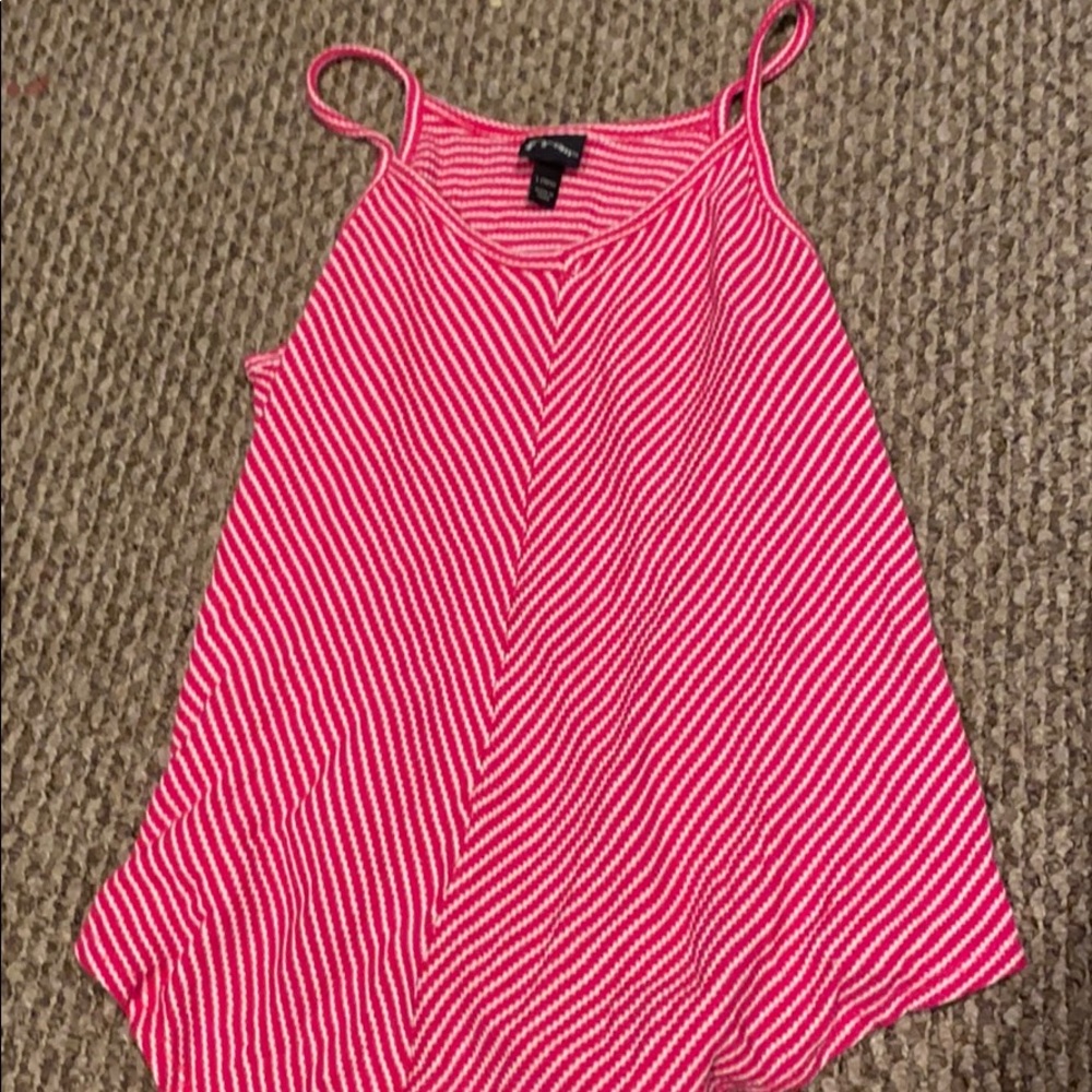 Spaghetti Strap-Pink and White Top